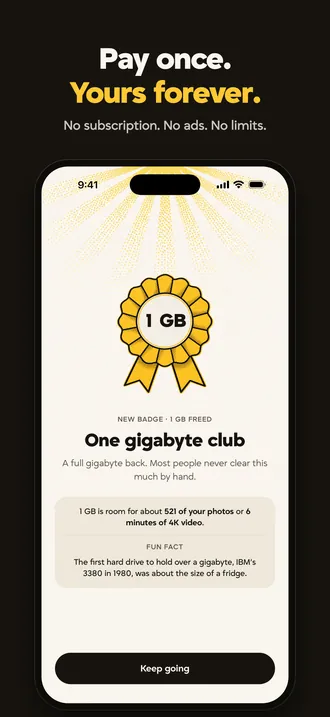 Pay once, yours forever: no subscription, no ads, no limits.